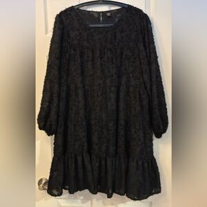 ICÔNE Textured Black Long Sleeve Dress XL